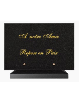 PLAQUE FUNÉRAIRE GRANIT NOIR MARLIN 20x30 SUR SOCLE TF5022-01