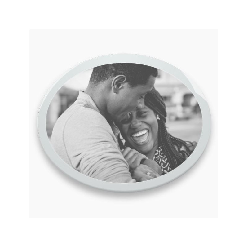 MEDAILLON OVAL HORIZONTAL NOIR ET BLANC BORDURE BLANCHE 2 PERSONNES