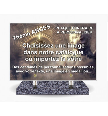 PLAQUE FUNERAIRE 30X20 SOCLE LANHELIN THEME ANGES