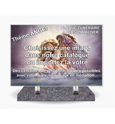 PLAQUE FUNERAIRE 30X20 SOCLE PARADISO THEME ANGES