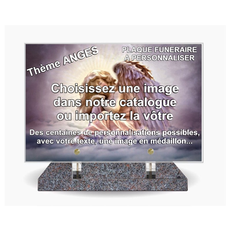 PLAQUE FUNERAIRE 30X20 SOCLE PARADISO THEME ANGES