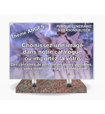 PLAQUE FUNERAIRE 30X20 SOCLE ROSE D'ALVA THEME ANGES