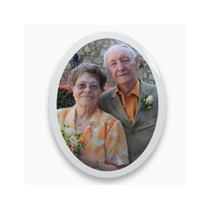 MEDAILLON OVAL COULEUR BORDURE BLANCHE 2 PERSONNES
