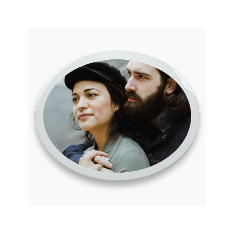 MEDAILLON OVAL HORIZONTAL COULEUR BORDURE BLANCHE 2 PERSONNES