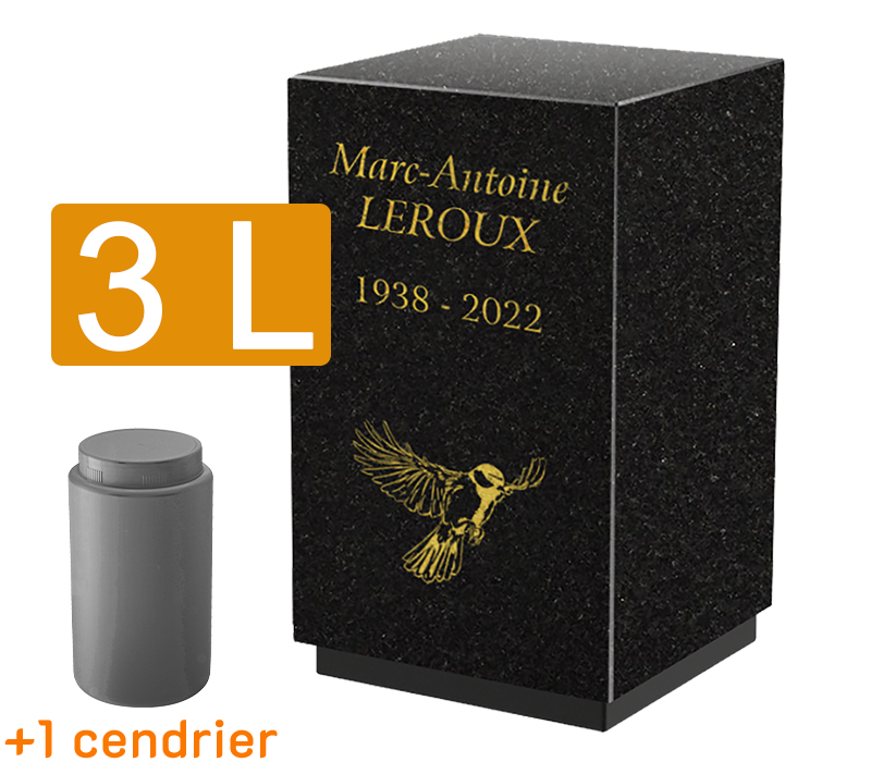URNE GRANIT CG27-Z 18X18X30 3L AVEC CENDRIER